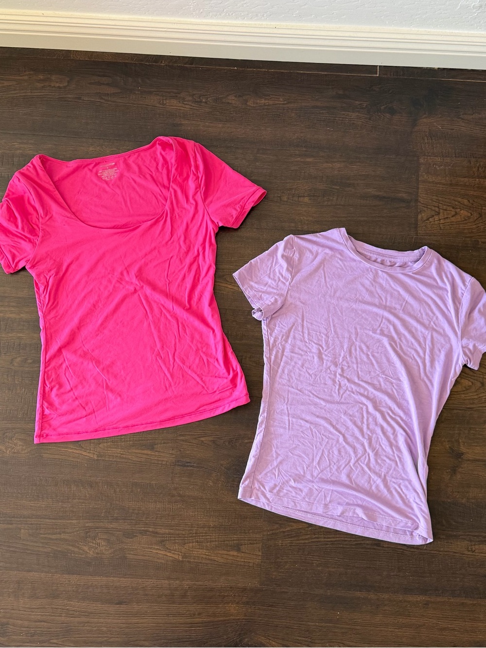 Amazon Womens Short-Sleeve Tees in Hot Pink and Light Lavender